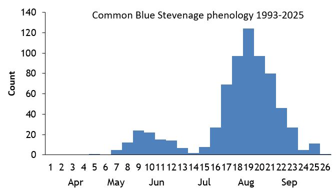 Common Blue Stevenage phenology chart