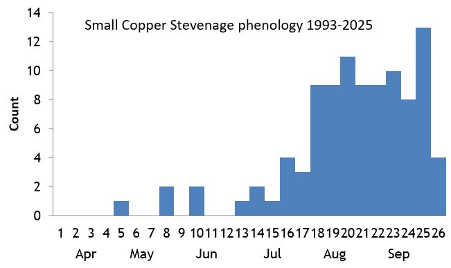 Small Copper Stevenage phenology chart Small Copper Stevenage phenology chart