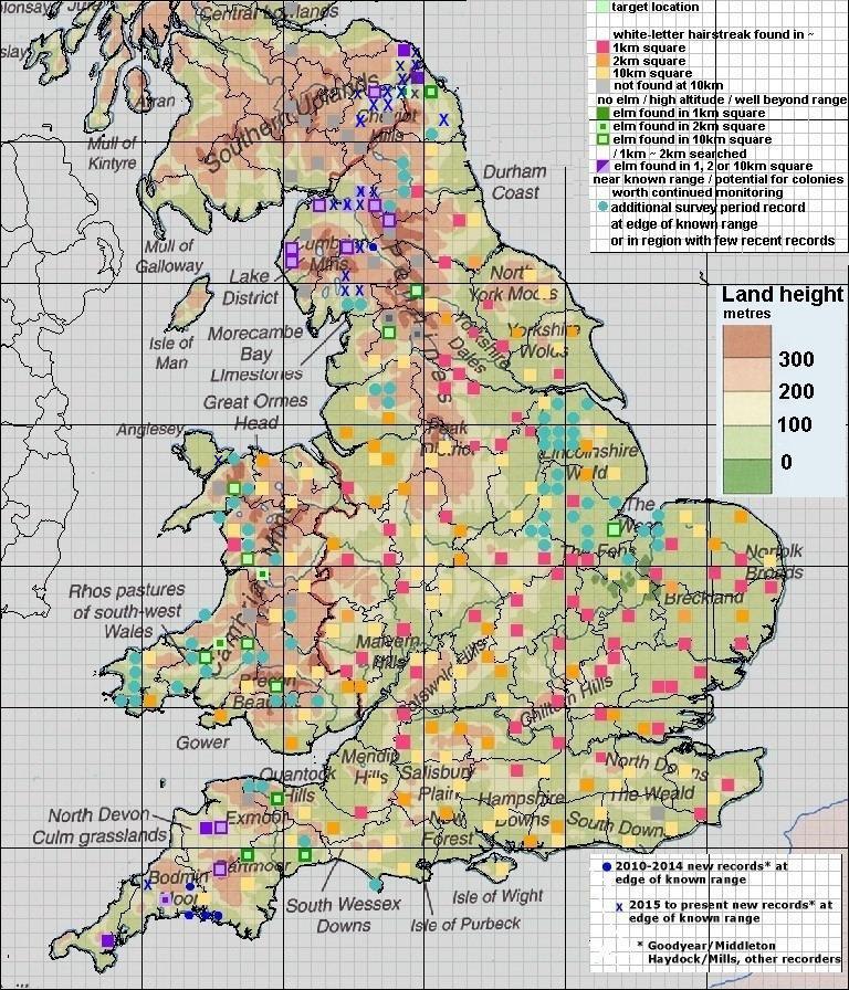 Random 10km squares set against topography